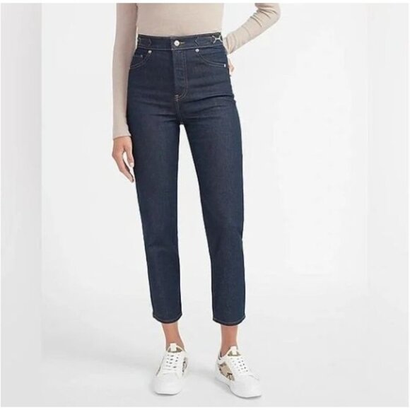 Express Mom Jean Super High‎ Rise Dark Wash 00 - Picture 1 of 6